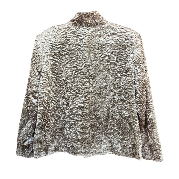 Draper's & Damon's Taupe Textured Faux Fur Teddy Jacket Coat Size L - Picture 2 of 8